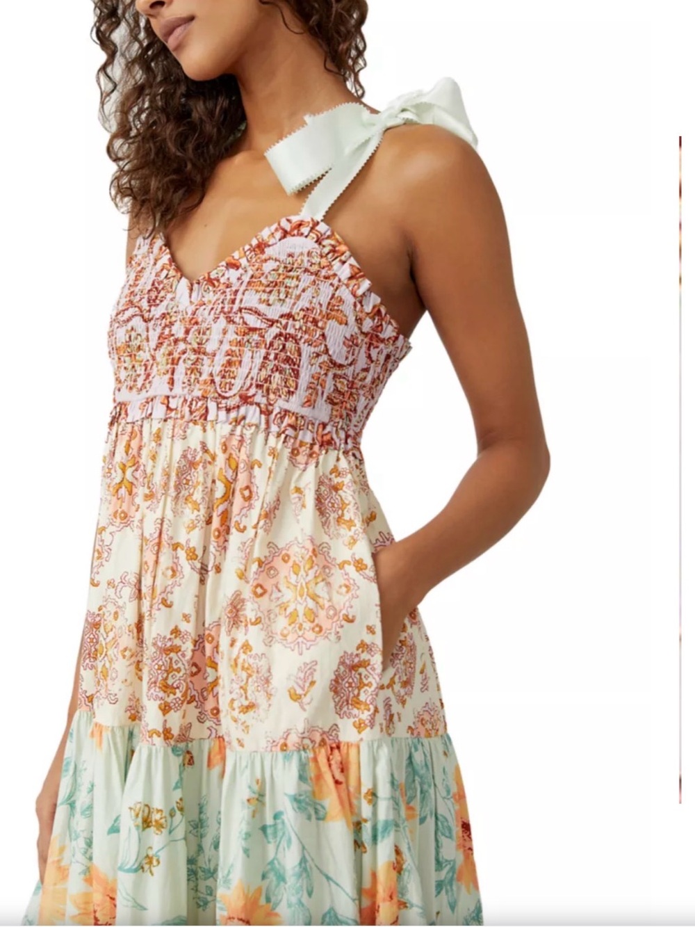 Free People Bluebell Maxi Dress Lilac Combo Floral Tiered Boho Size medium